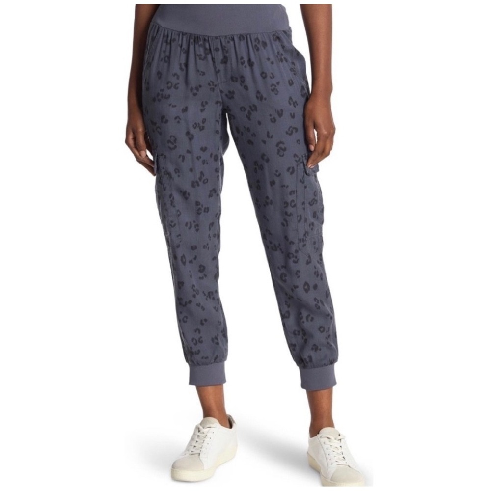 NWT Democracy Midnight Blue Leopard Print‎ Cargo Jogger Pants Women's Size XL
